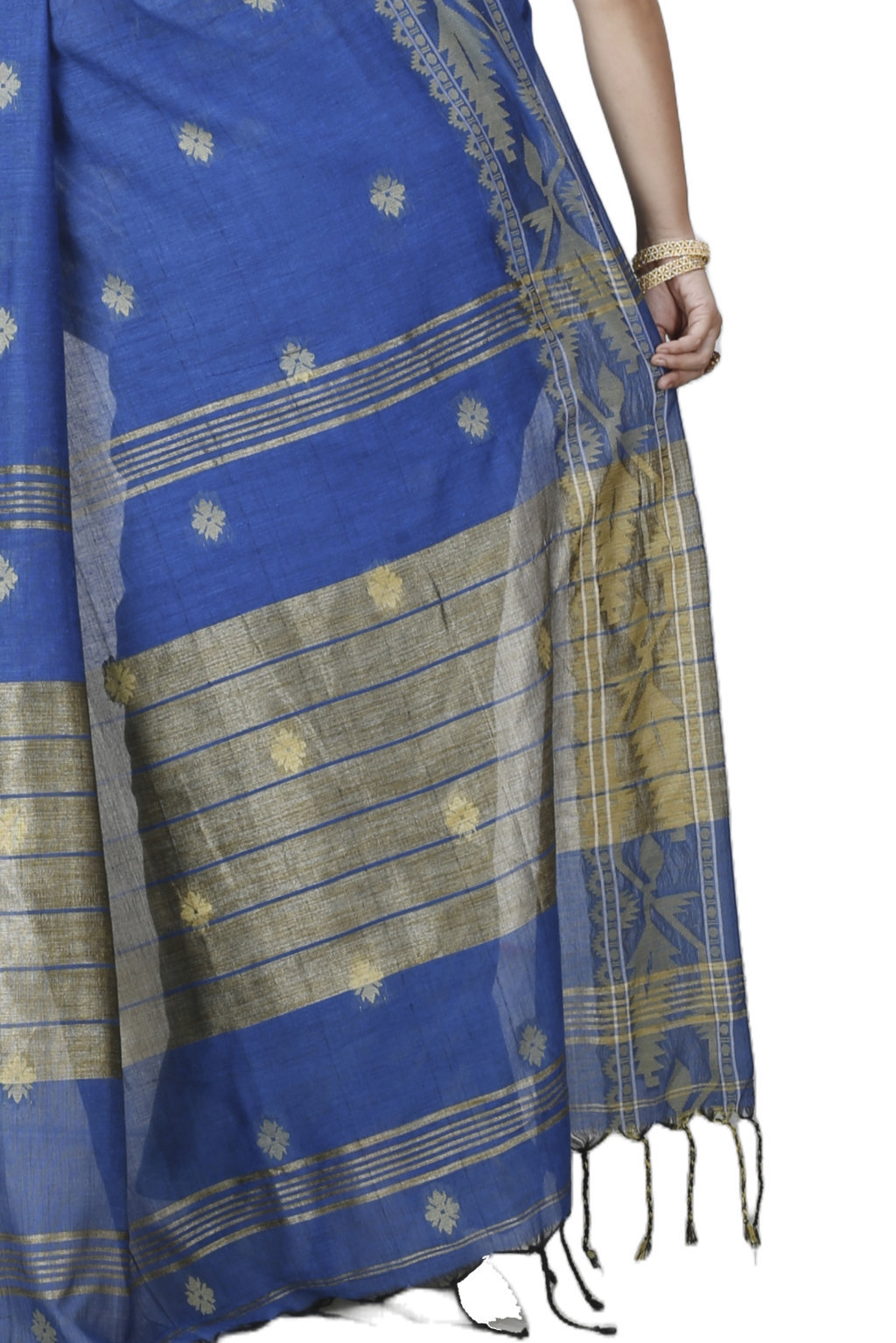 Blue Pure Cotton Tuma Hand Loom Saree (1194)